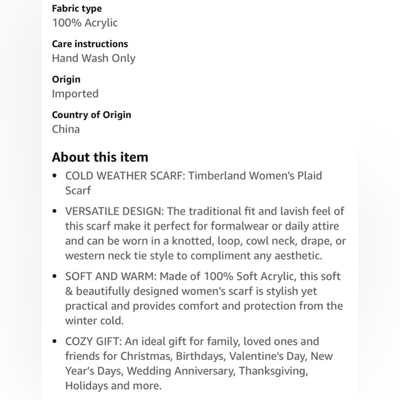 NWT Timberland plaid scarf - Picture 3 of 6